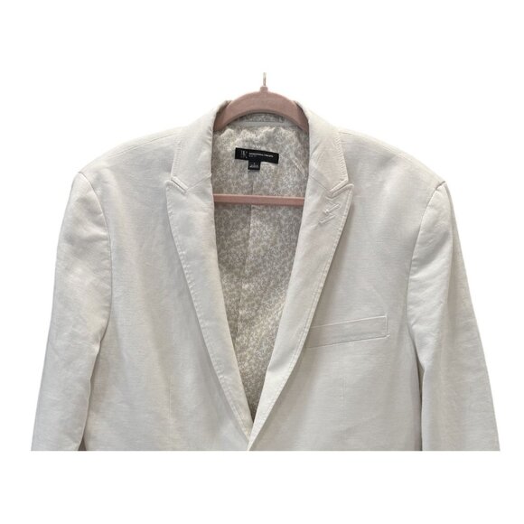 INC International Concepts Linen Blend Blazer Mens Large Slim Fit White - Picture 2 of 7